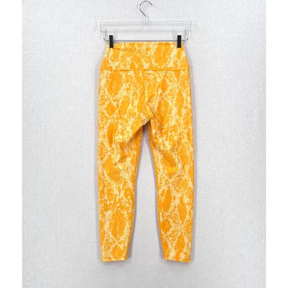 CARBON38 High Rise 7/8 Leggings Womens Medium Kumquat Yellow Snake Python - Picture 7 of 16